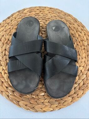 Black Crisscross Leather Slide Sandals
Chaco
